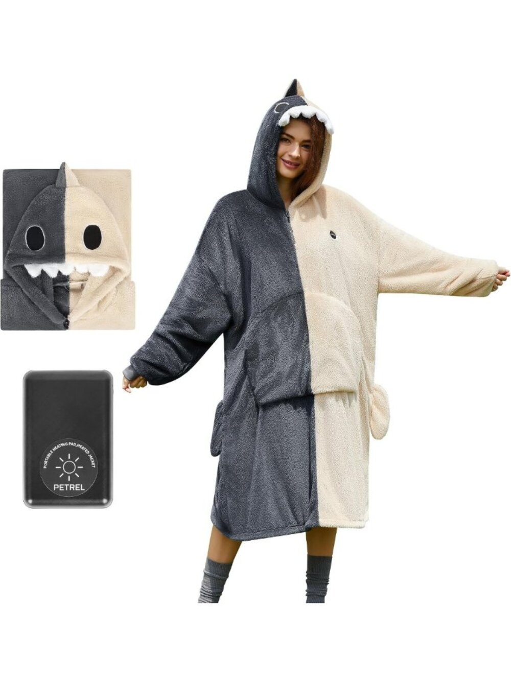 Cozy Wearable Heated Blanket Hoodie with 16000mAh Battery - Perfect for Cold